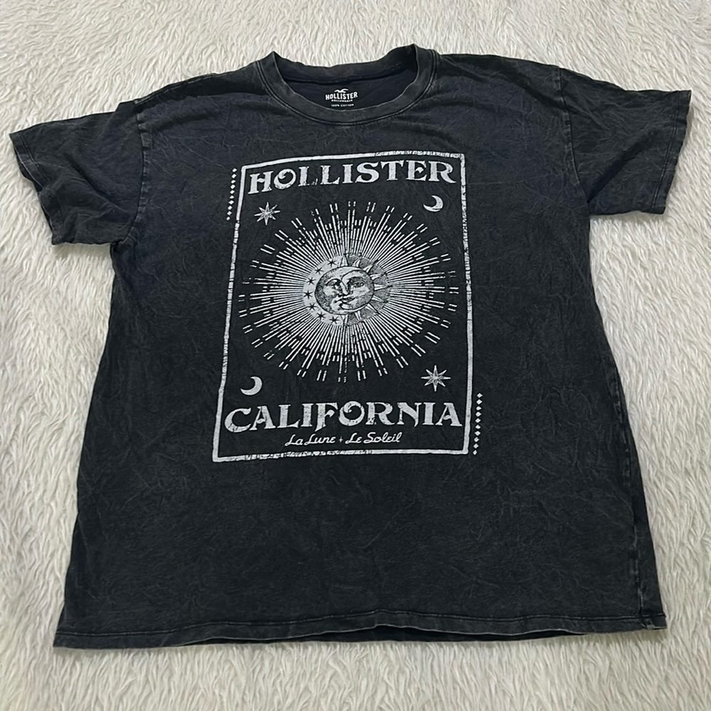 Hollister black distressed moon t shirt size small